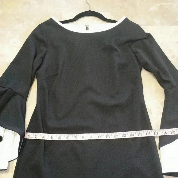 Shelby & Palmer Sheath Dress Size 8 Black and White Flare Sleeve Dressy Casual - Picture 11 of 12
